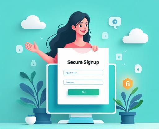 Secure signup for free trial illustration